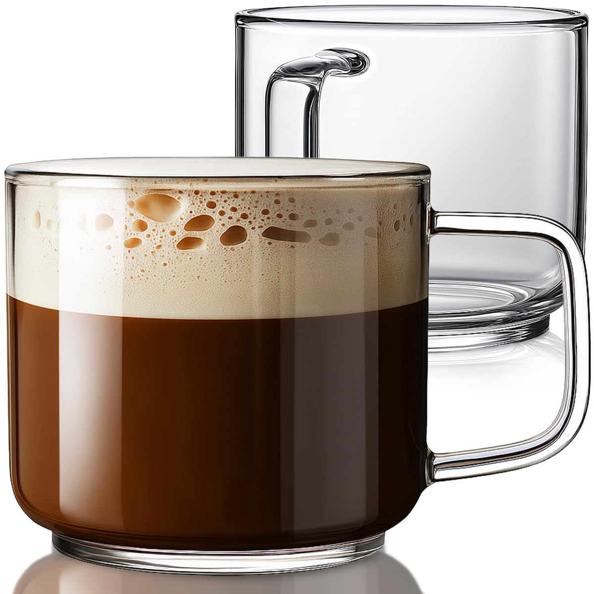 Aquach borosilicate glass mug 18oz two-pack for durable daily use.
