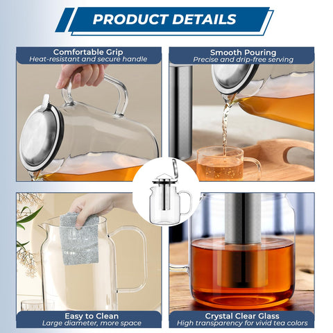 Aquach clear borosilicate glass reveals tea color and bloom beautifully.