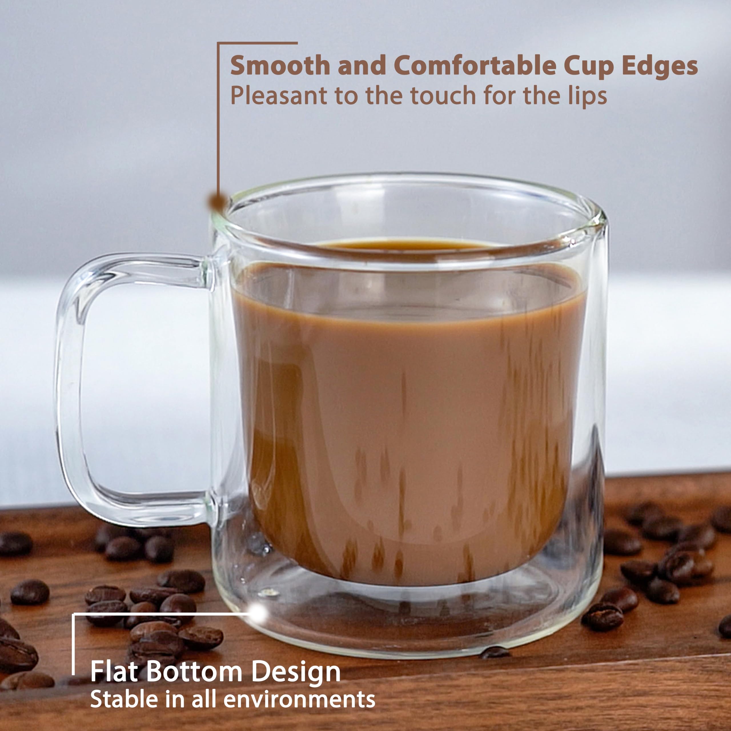 Aquach crystal-clear glass mug on table adds modern gifting appeal