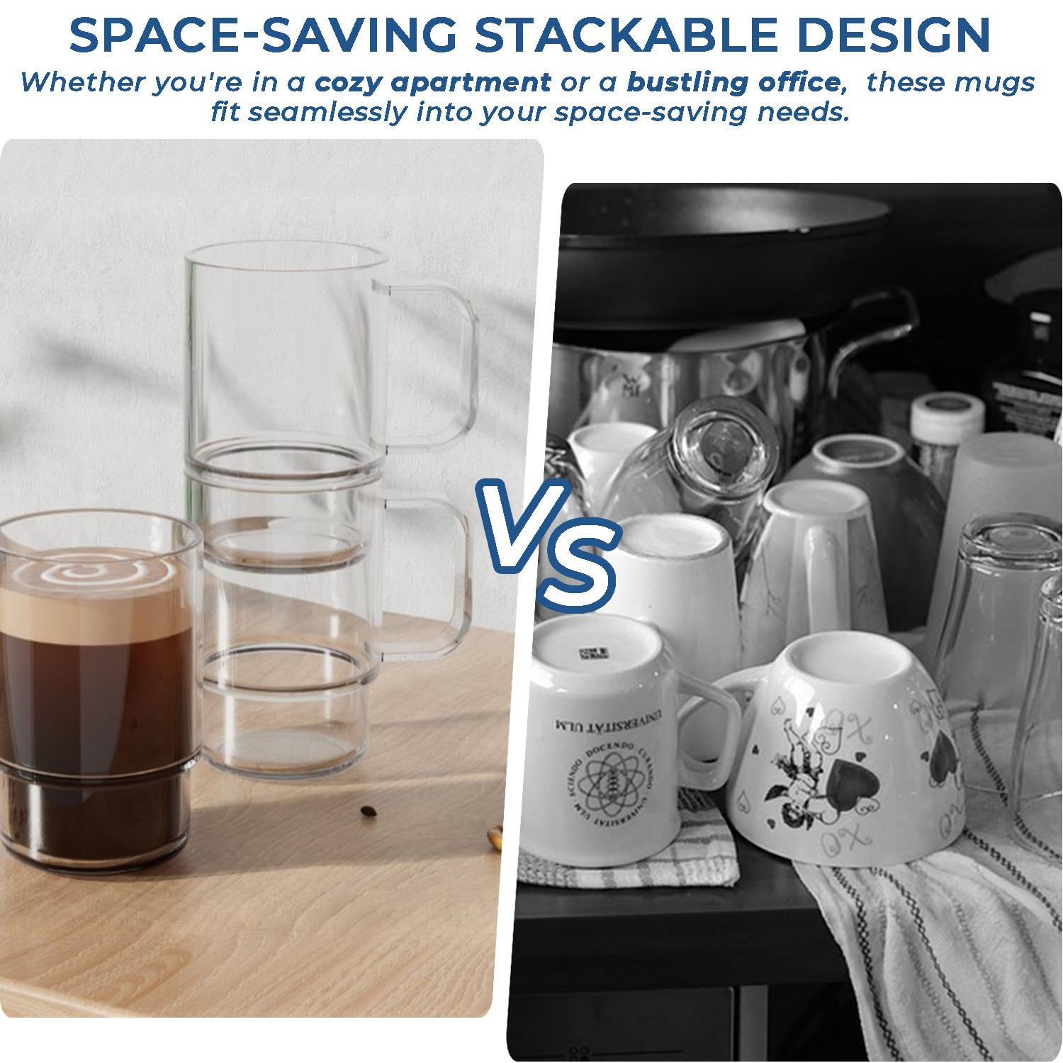 Aquach latte and tea mugs suited for hot and cold beverages.