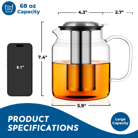 Aquach removable double-mesh infuser designed for clean flavor from loose leaf tea.