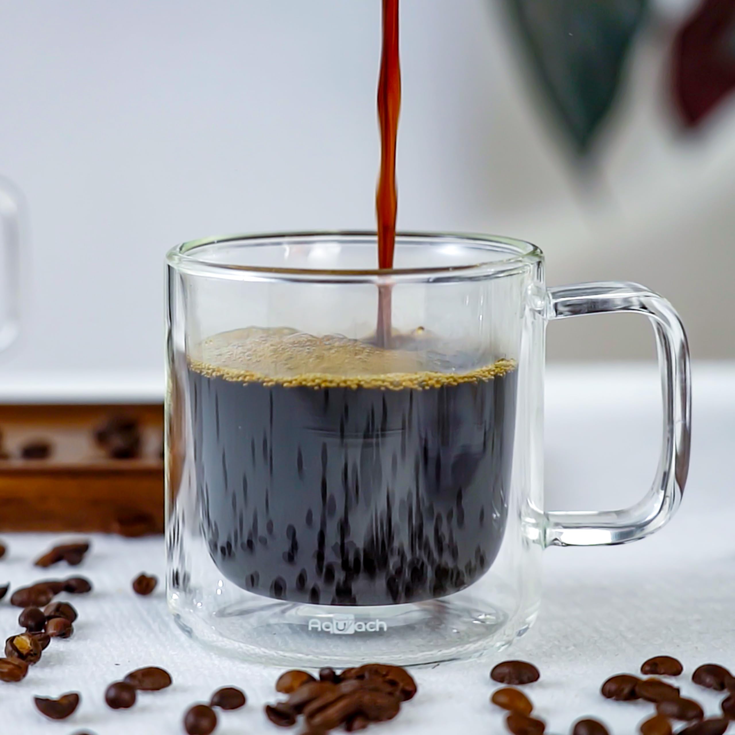 Aquach vertical 8oz glass mug offers stable grip and balanced use