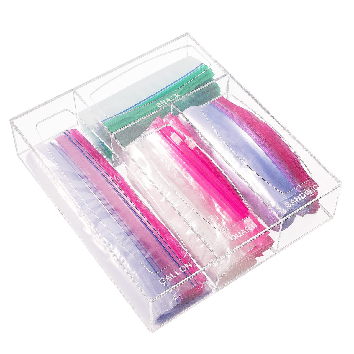 Aquiver acrylic bags storage organizer in a drawer keeps bags neatly organized.