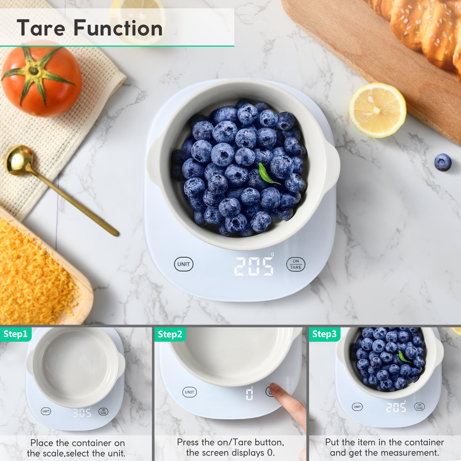 Arboleaf Smart Food Scale glass design adds a sleek, durable look to kitchens.