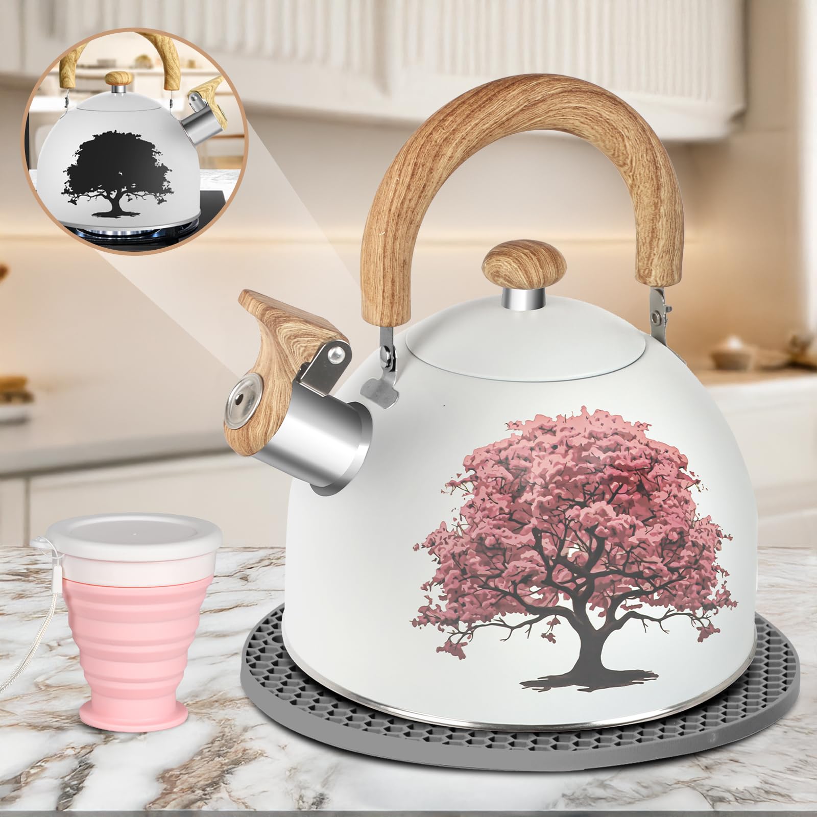 ARC Advanced Royal Champion color-changing kettle reveals pink blossoms as it heats