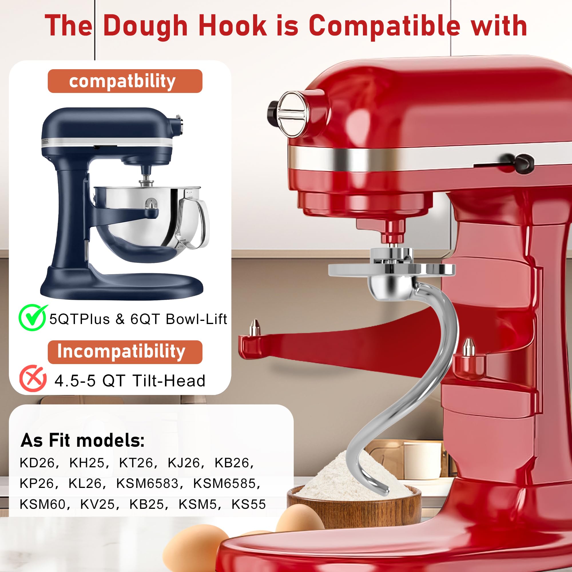 Arcbt 316 stainless steel dough hook for durable, rust-resistant use.