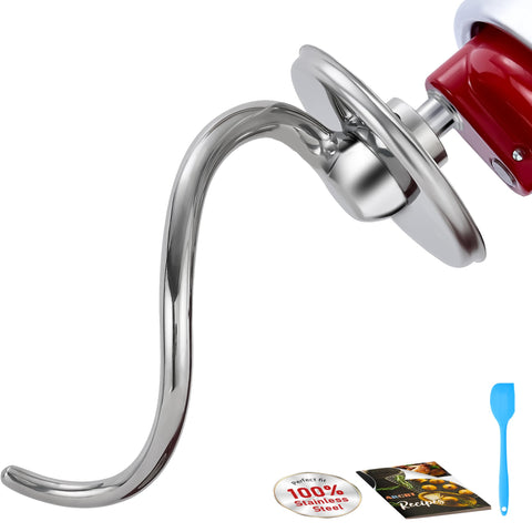 Arcbt spiral dough hook for KitchenAid fits 5Plus and 6Qt mixers, smooth kneading.