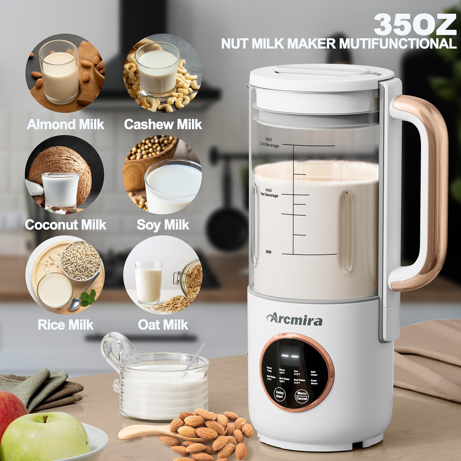 Arcmira 10-blade stainless steel blades deliver smooth, creamier plant-based milks