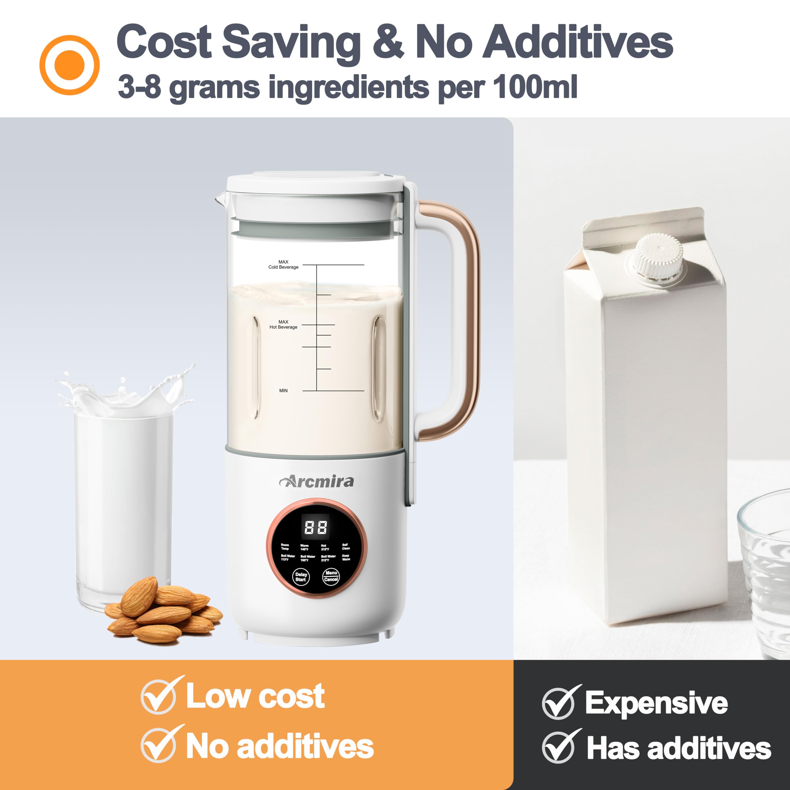 Arcmira nut milk bag included for easy straining and richer flavor
