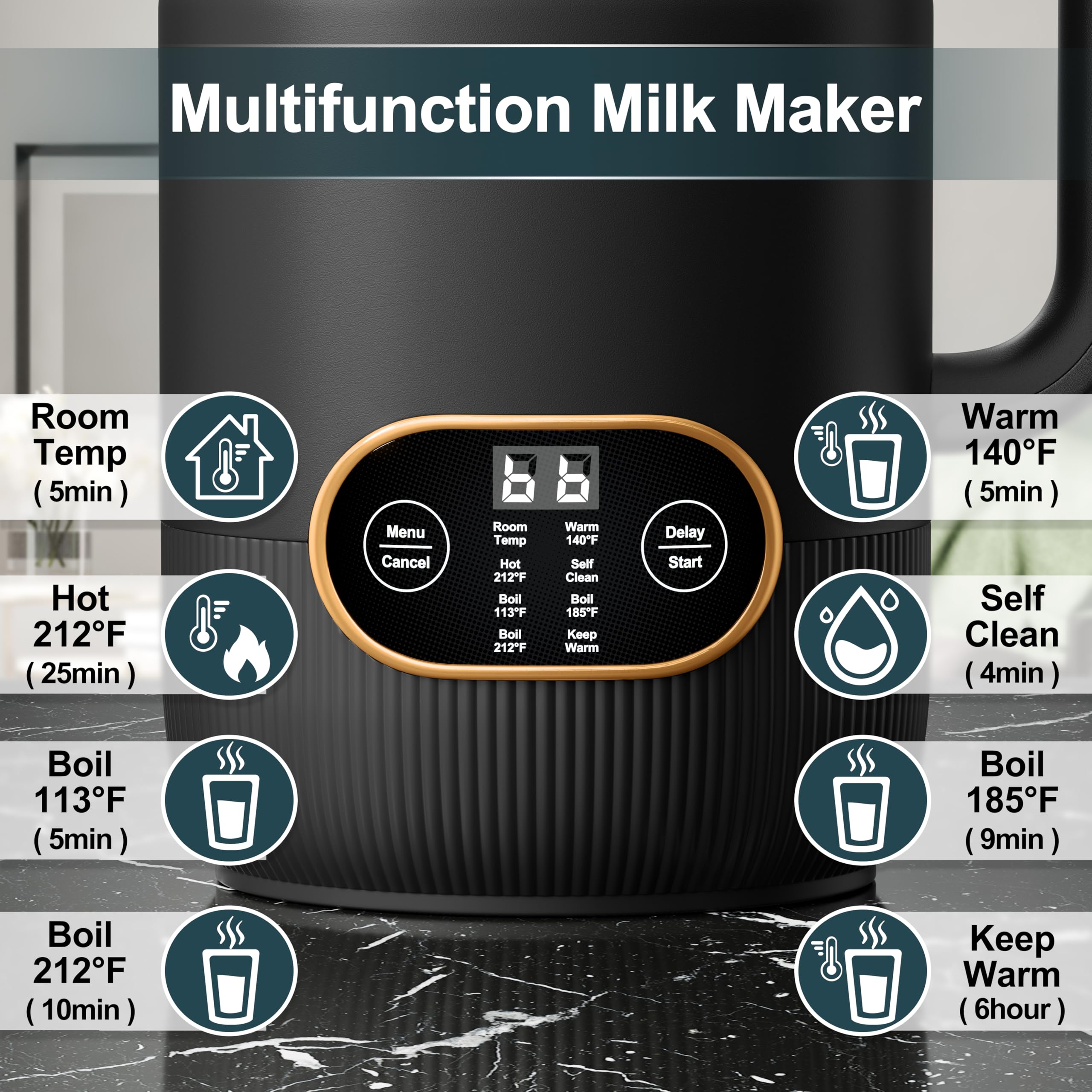 Arcmira nut milk maker with included bag and measuring cup for easy prep.