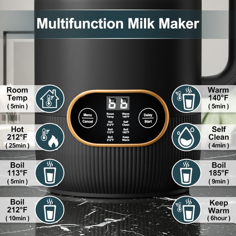 Arcmira nut milk maker with included bag and measuring cup for easy prep.