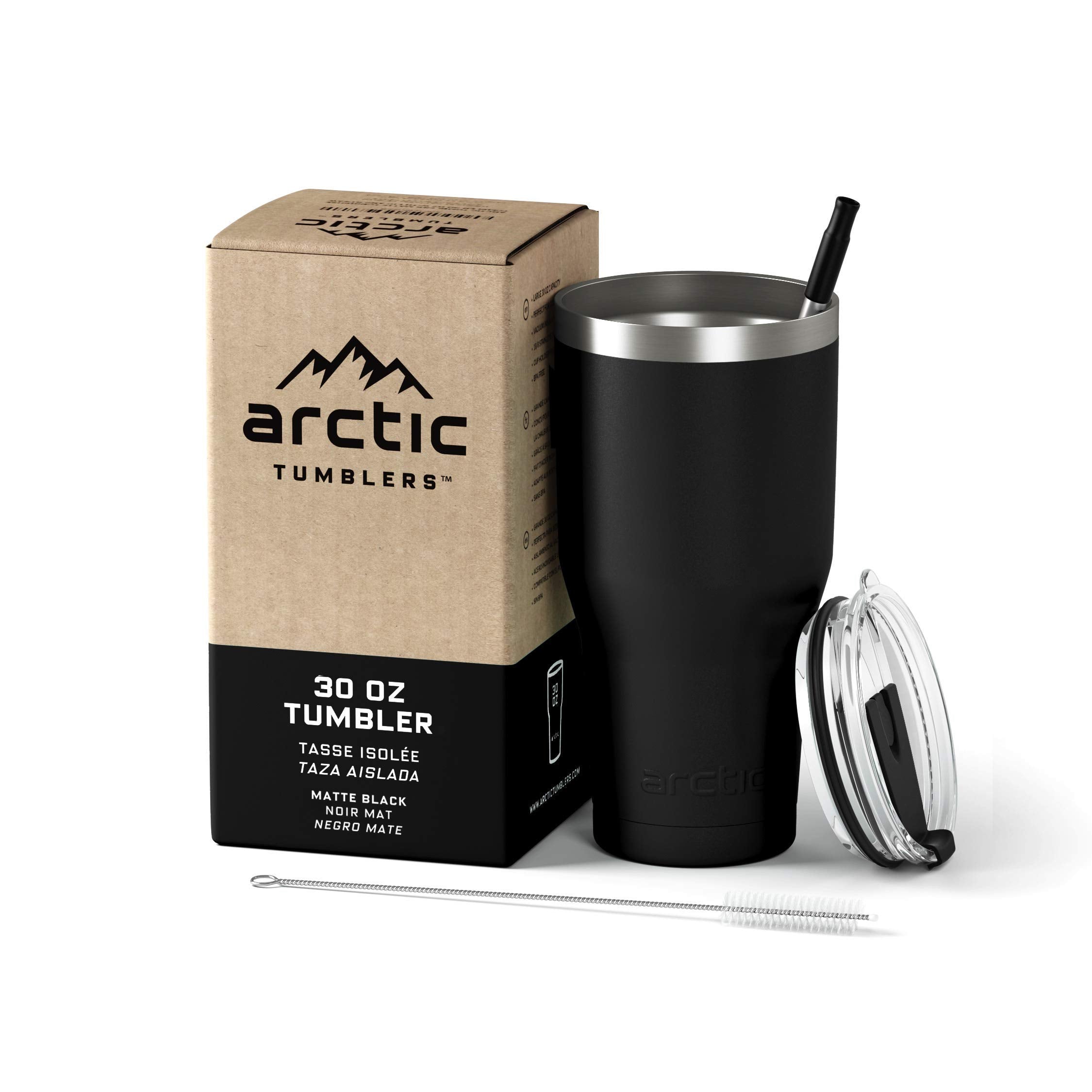 Arctic Tumblers 30oz matte black tumbler front view showing insulation for everyday use