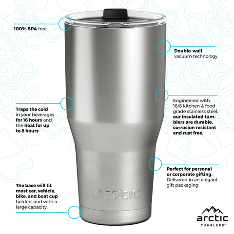 Arctic Tumblers 30oz matte black tumbler lid close-up showing splash-proof design