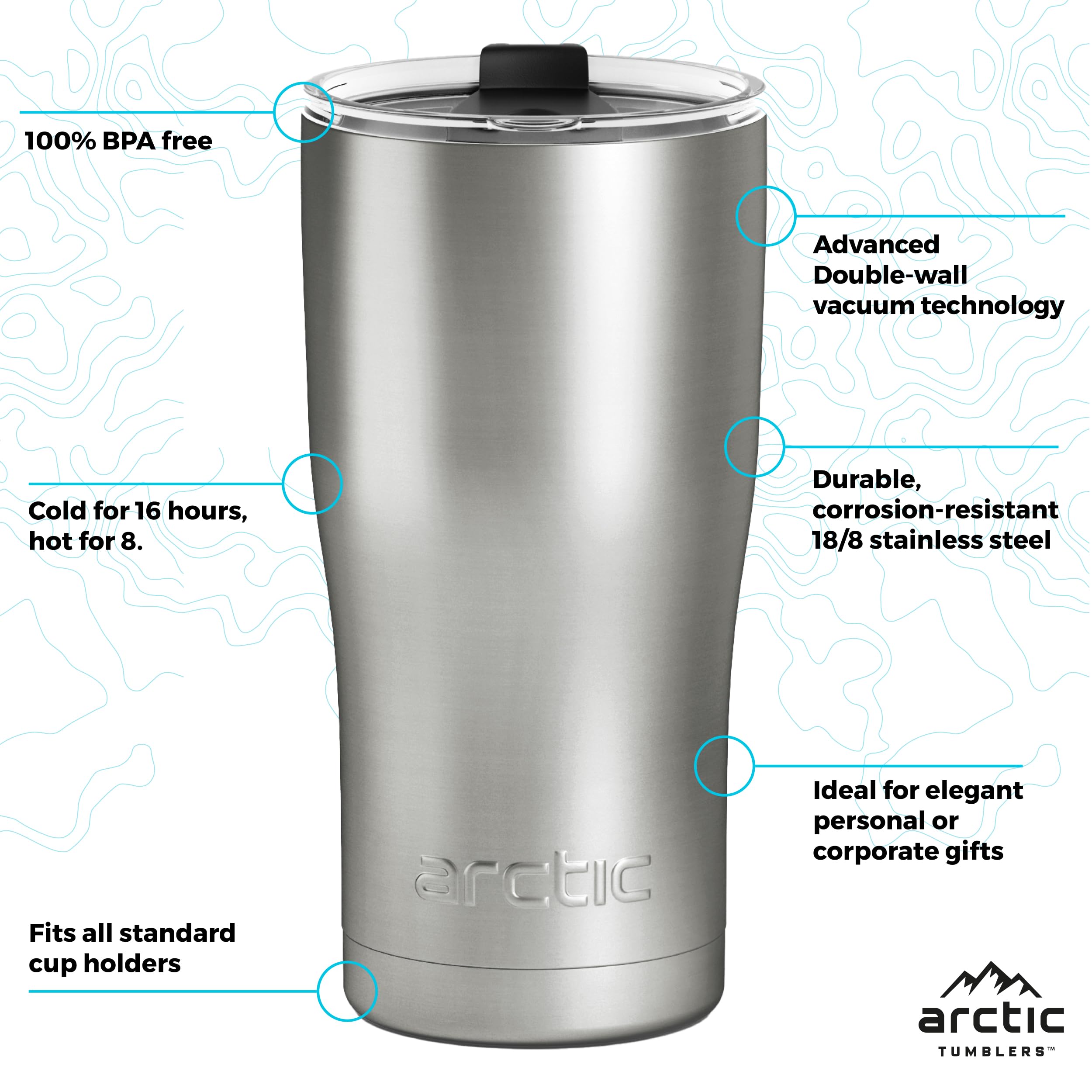 Arctic Tumblers include straw cleaner for quick cleaning after use.