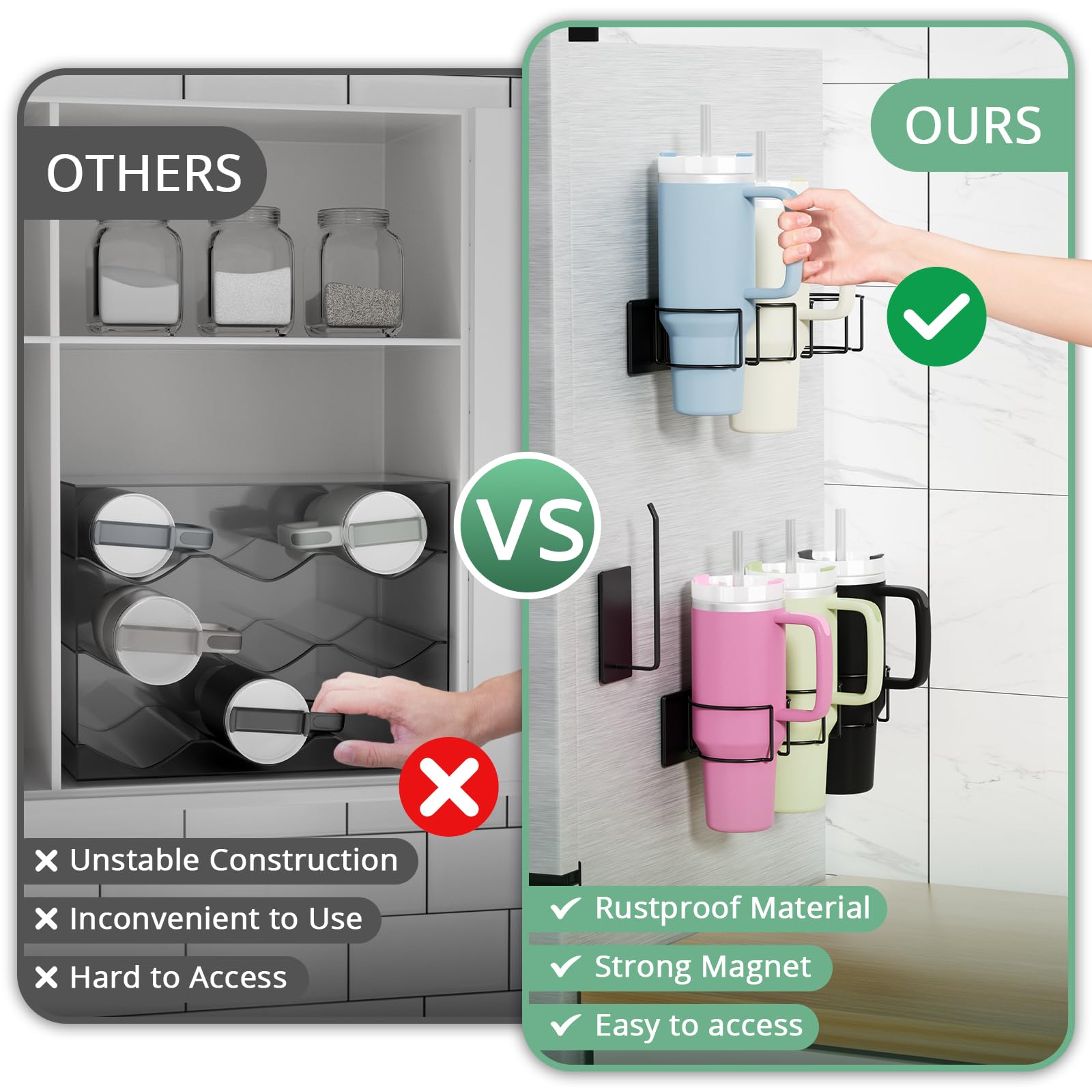 Arctiiro rustproof Stanley cup organizer in a clean kitchen