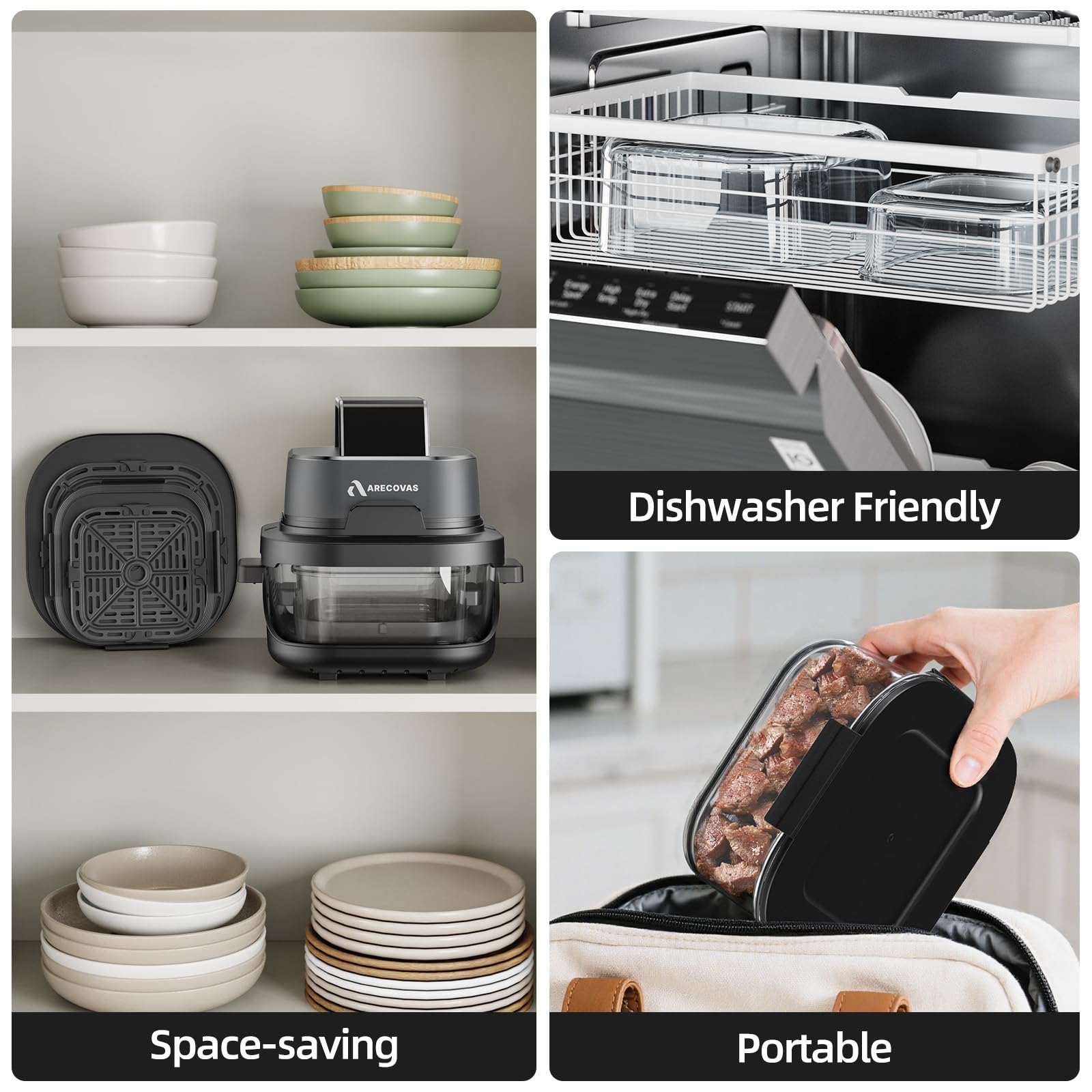 Arecovas dishwasher-safe parts simplify cleanup after cooking