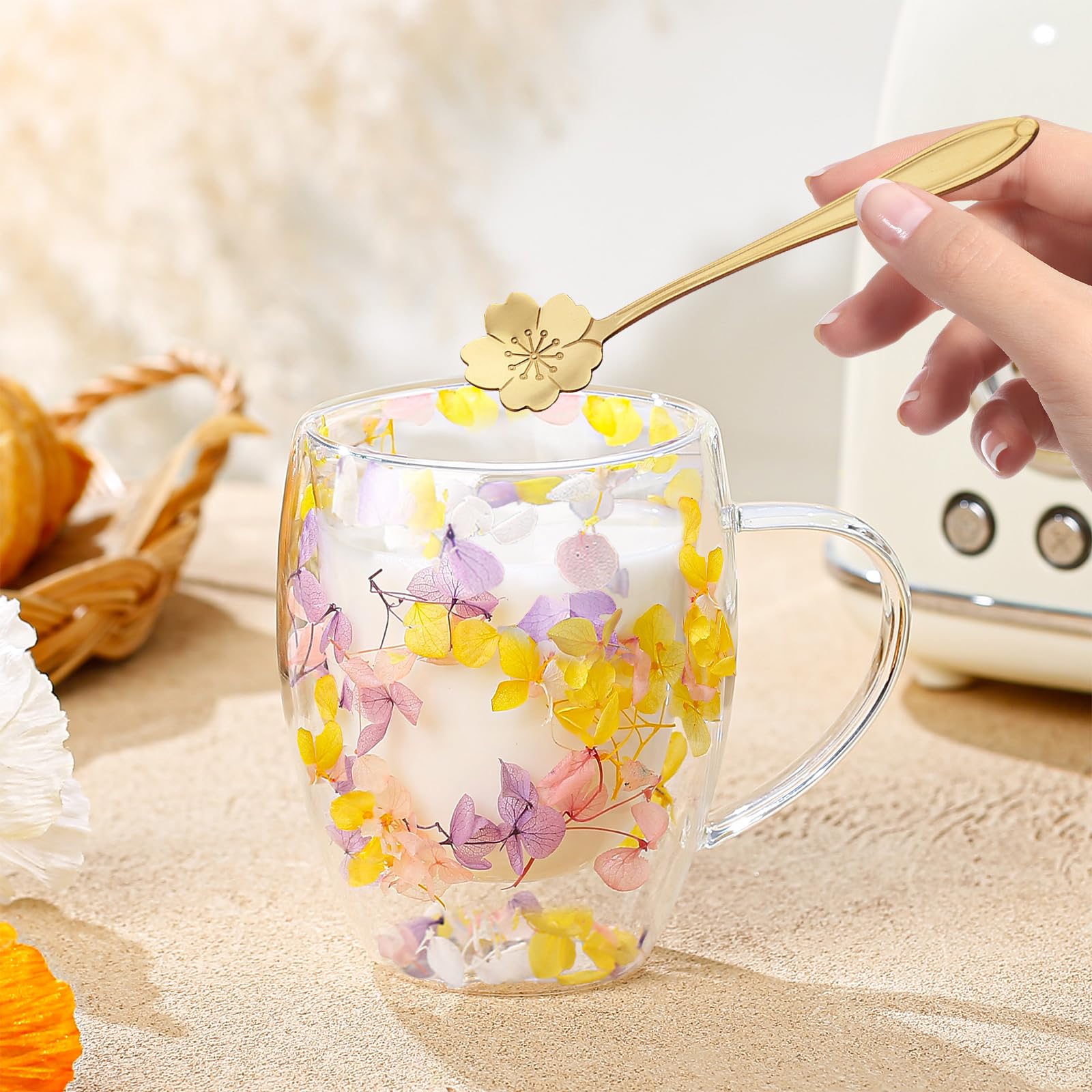 Arefen flower inside glass cup offers elegant espresso experience