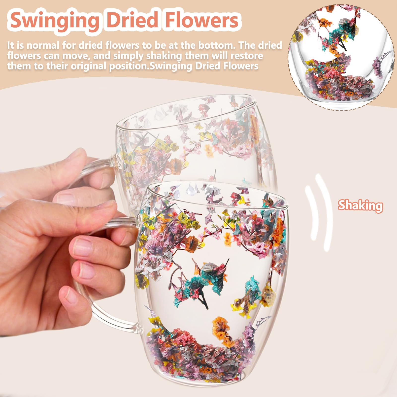 Arefen handmade glass mug showcases floral interior and thoughtful craftsmanship