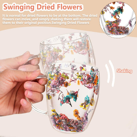 Arefen handmade glass mug showcases floral interior and thoughtful craftsmanship