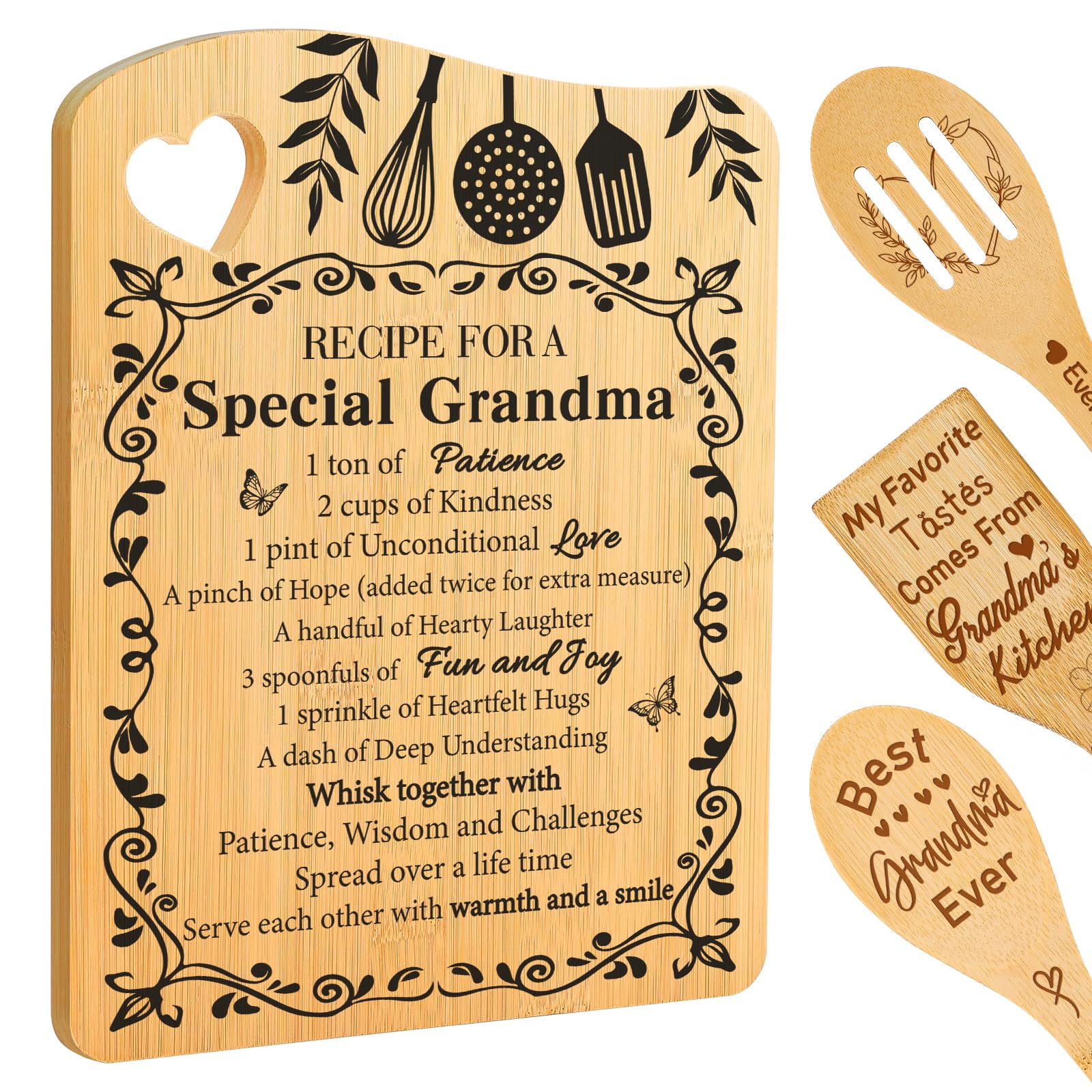 Aremdys cutting board set in bamboo designed as a Nana gift with a knife-friendly surface