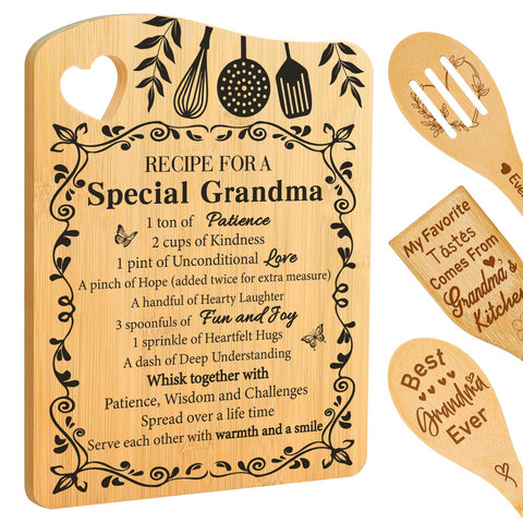 Aremdys cutting board set in bamboo designed as a Nana gift with a knife-friendly surface