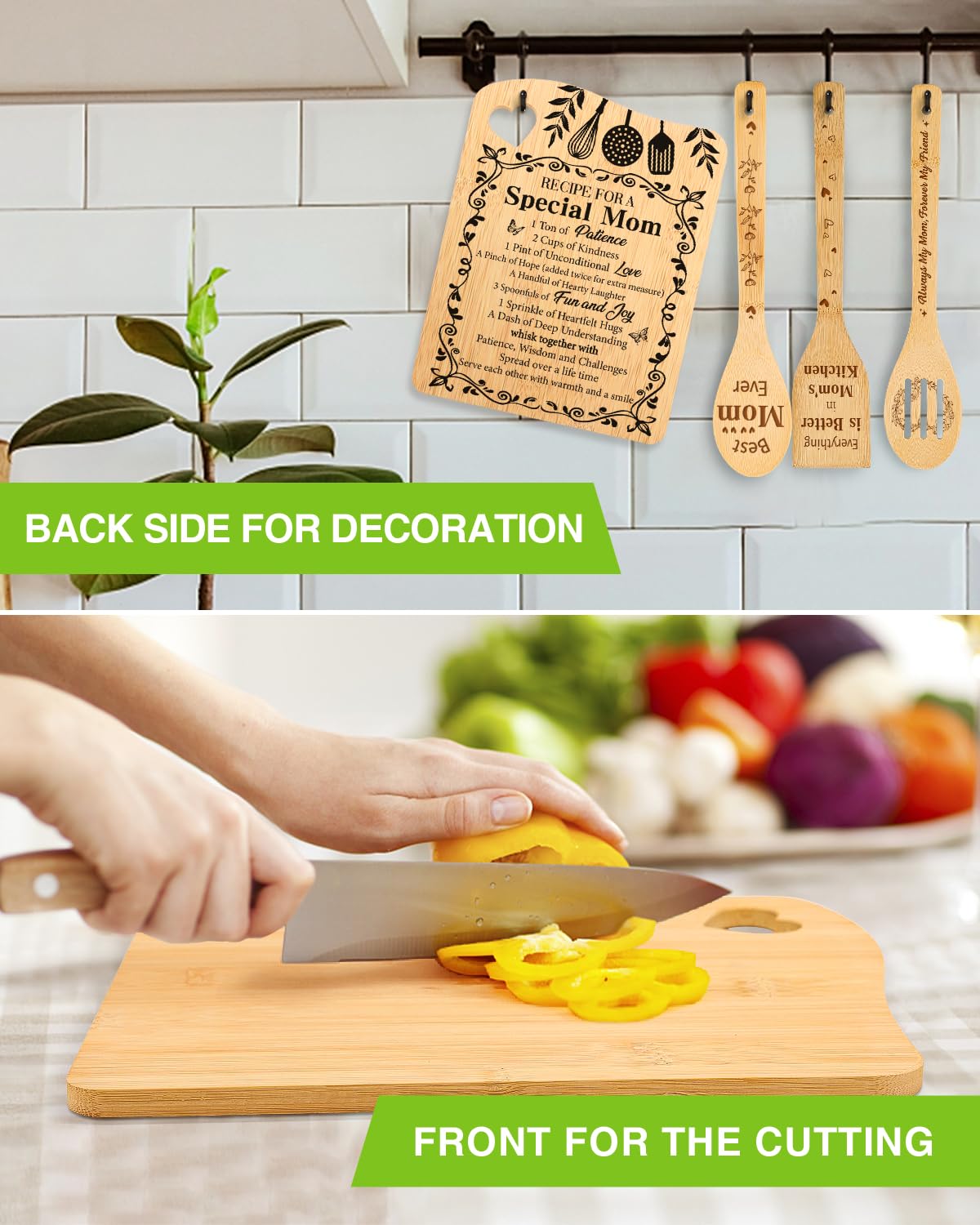 Aremdys cutting board hung on wall as art for cozy kitchen charm.
