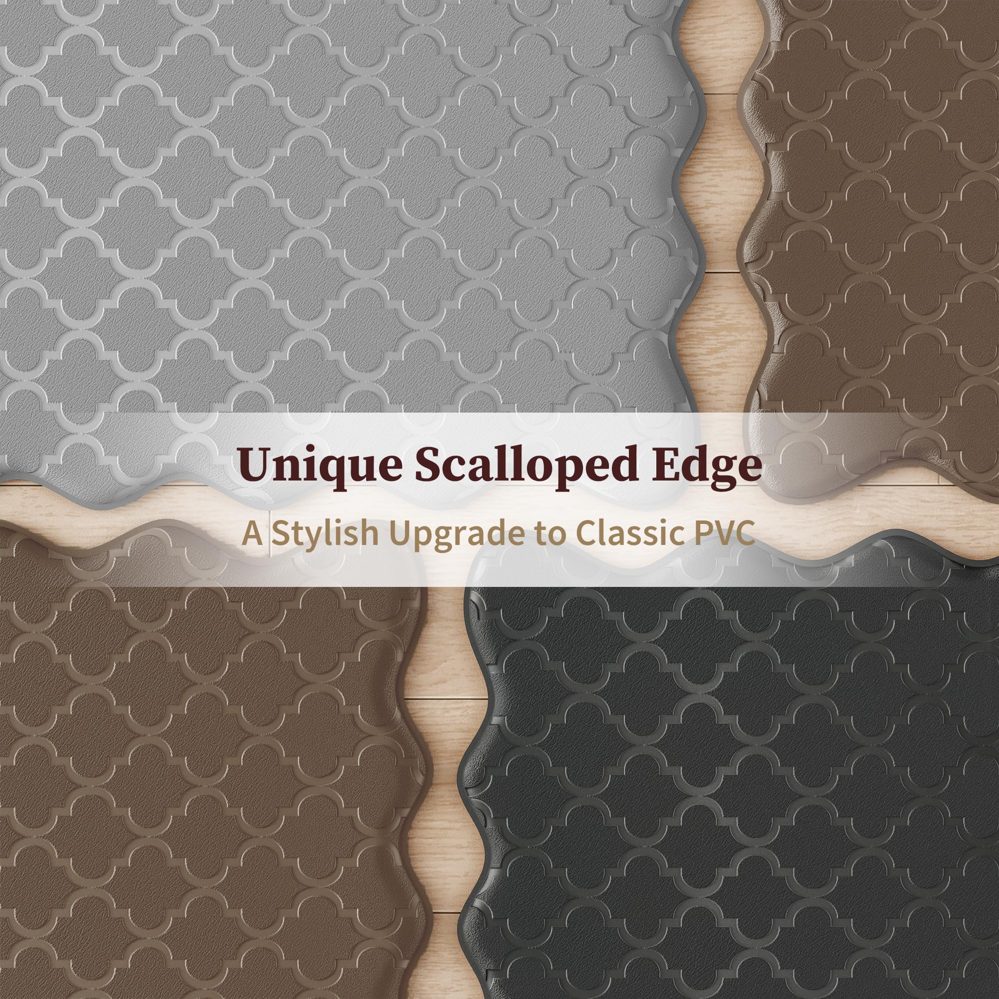 Arenarug brown scalloped-edge kitchen mat 17x47 supports long prep sessions