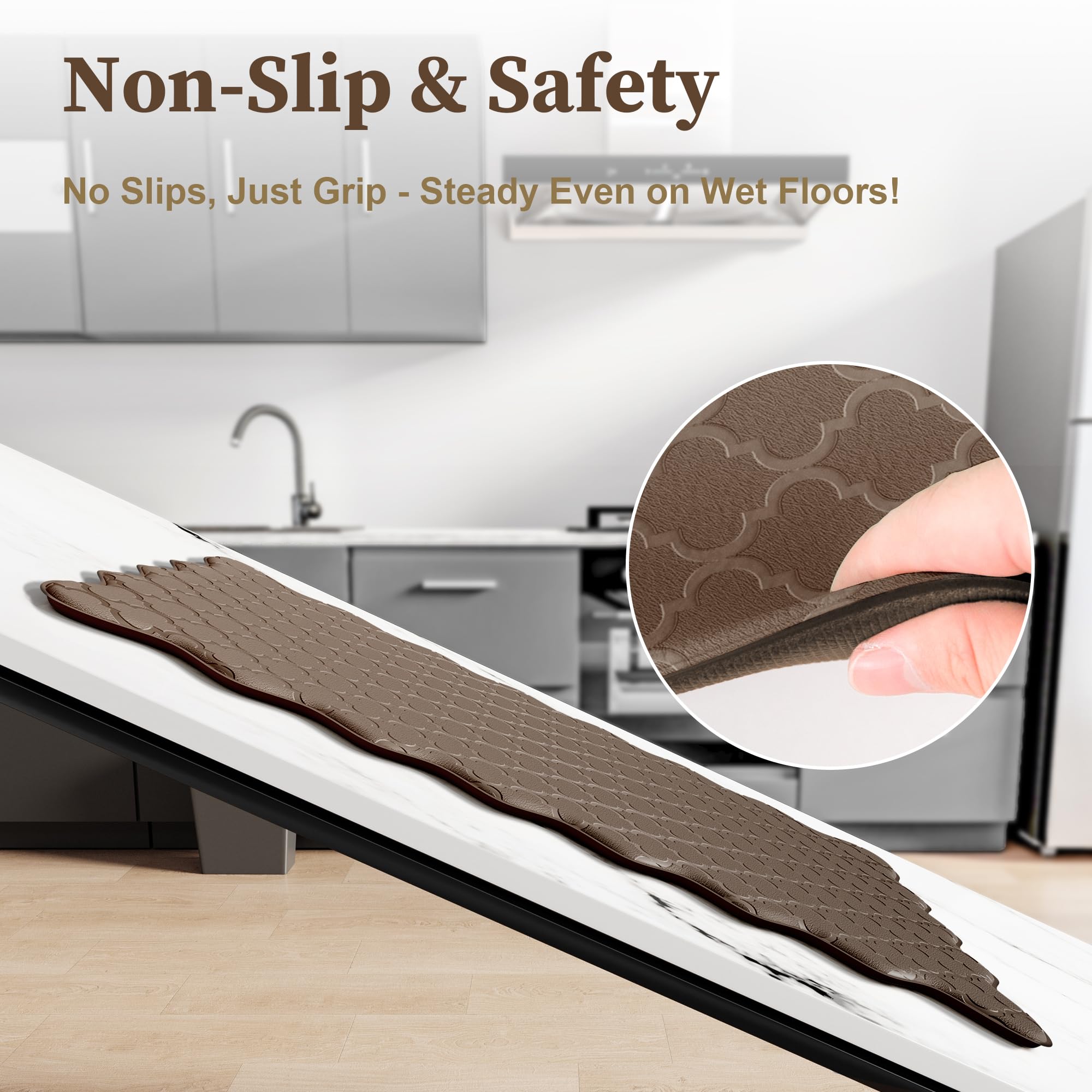 Arenarug brown waterproof mat backs up safe movement in wet kitchen areas