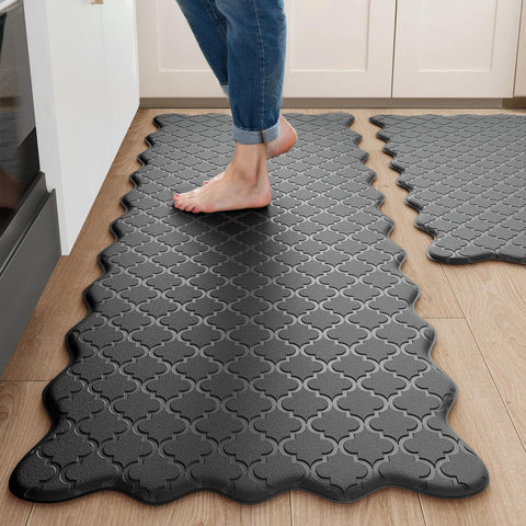 Arenarug upgrade scalloped edge kitchen mat set for stylish comfort while standing at the sink