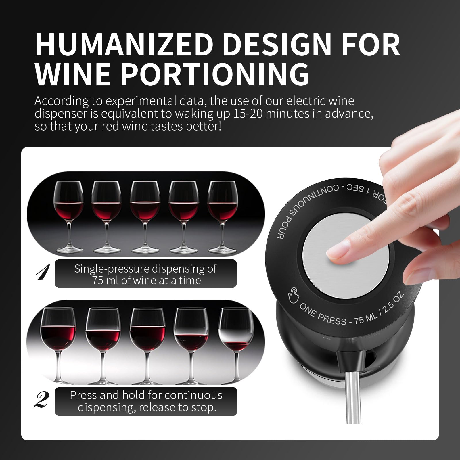AREYCVK Rechargeable Wine Aerator storage-base keeps the station neat and accessible.