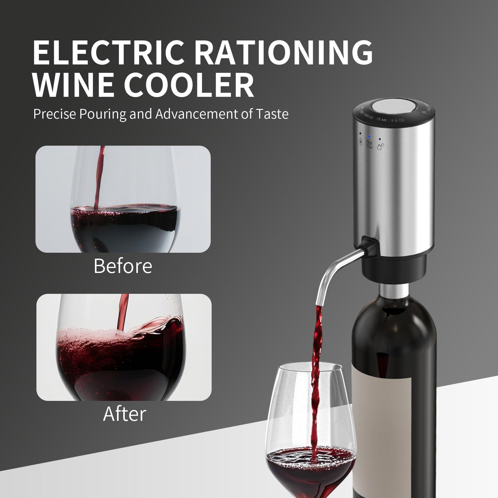 AREYCVK Rechargeable Wine Aerator USB-C charging powers on demand during gatherings.
