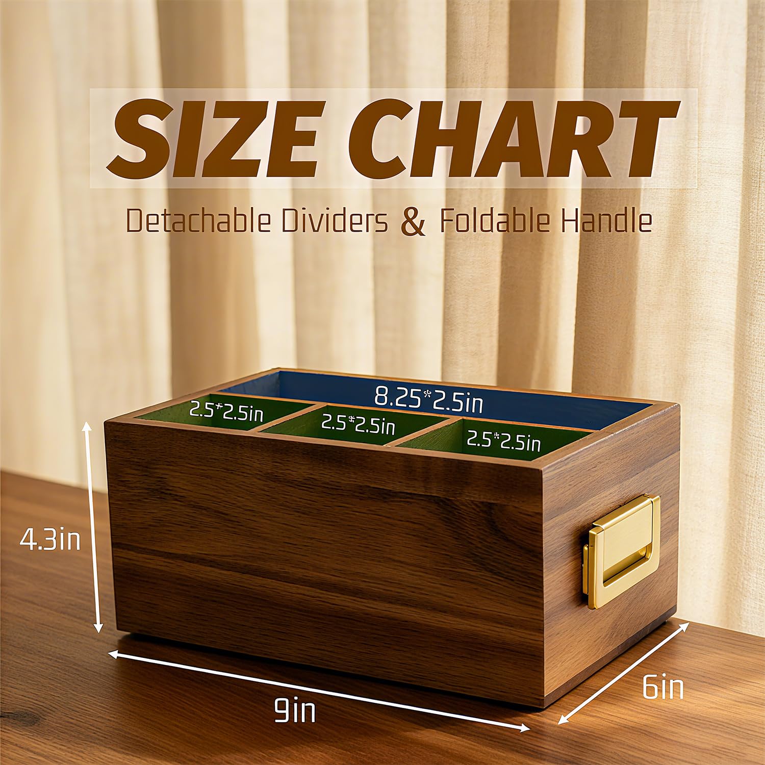 Crafted acacia wood Arflo caddy adds warm texture to any party table