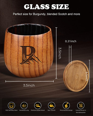 Argefkeen charred wooden whiskey glass close-up wood grain for authentic craftsmanship.