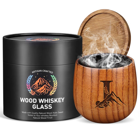 Argefkeen Charred Wooden Whiskey Glass close-up shows hand-carved grain for refined sipping