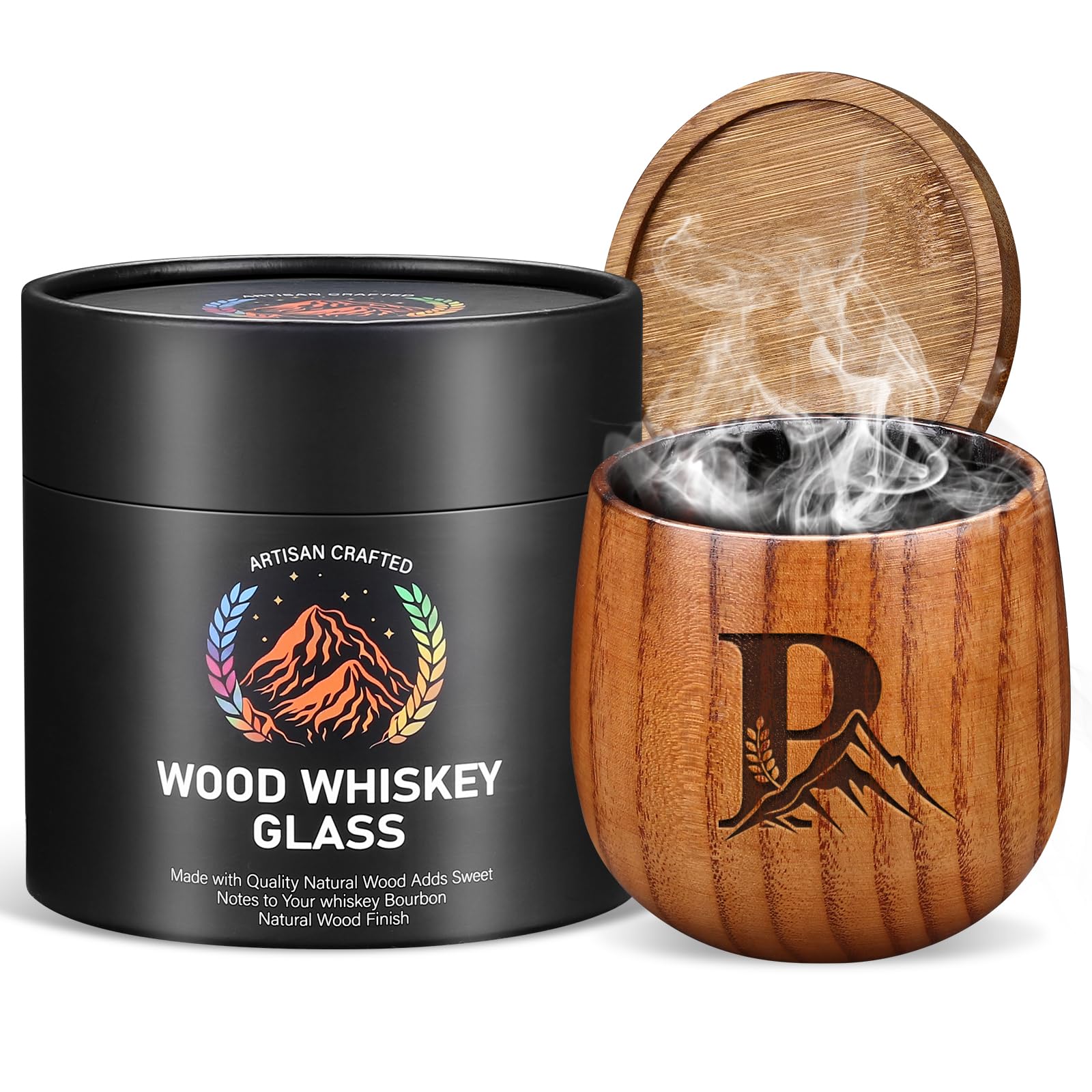 Argefkeen charred wooden whiskey glass front view for a refined drinking experience.