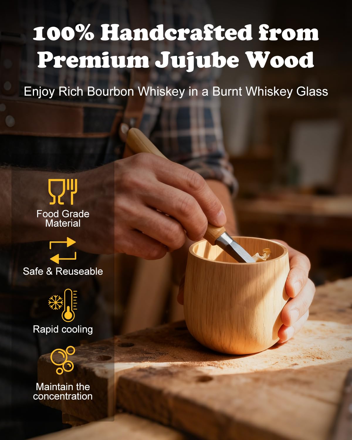 Argefkeen Charred Wooden Whiskey Glass gift pack ready for gifting