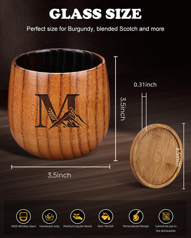 Argefkeen hand-carved whiskey glass highlights unique grain and initials