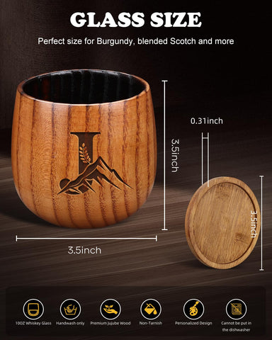 Argefkeen Charred Wooden Whiskey Glass handcrafted detail highlights natural warmth