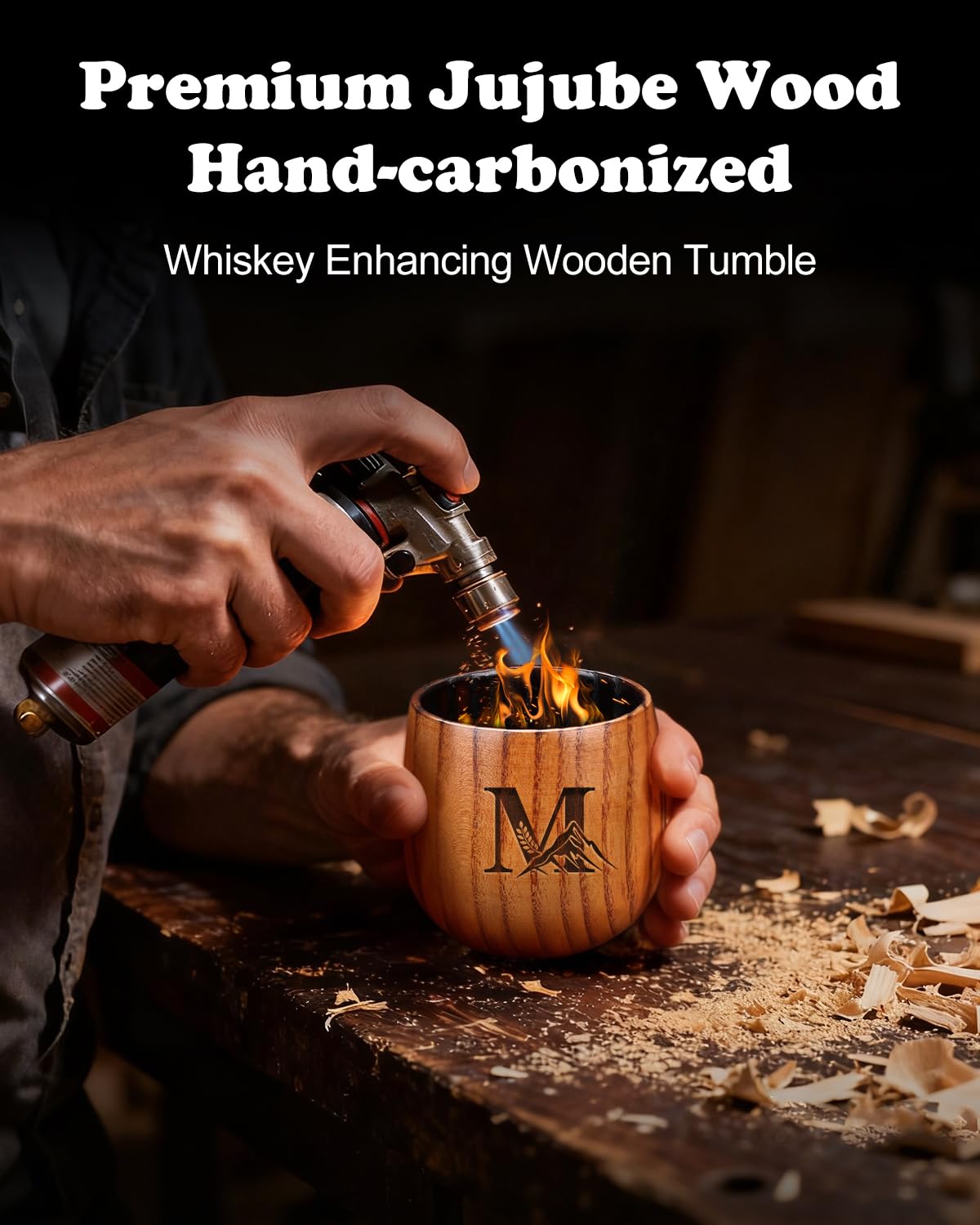 Argefkeen wooden whiskey glass in use with comfortable grip