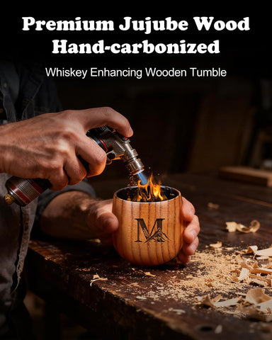 Argefkeen wooden whiskey glass in use with comfortable grip