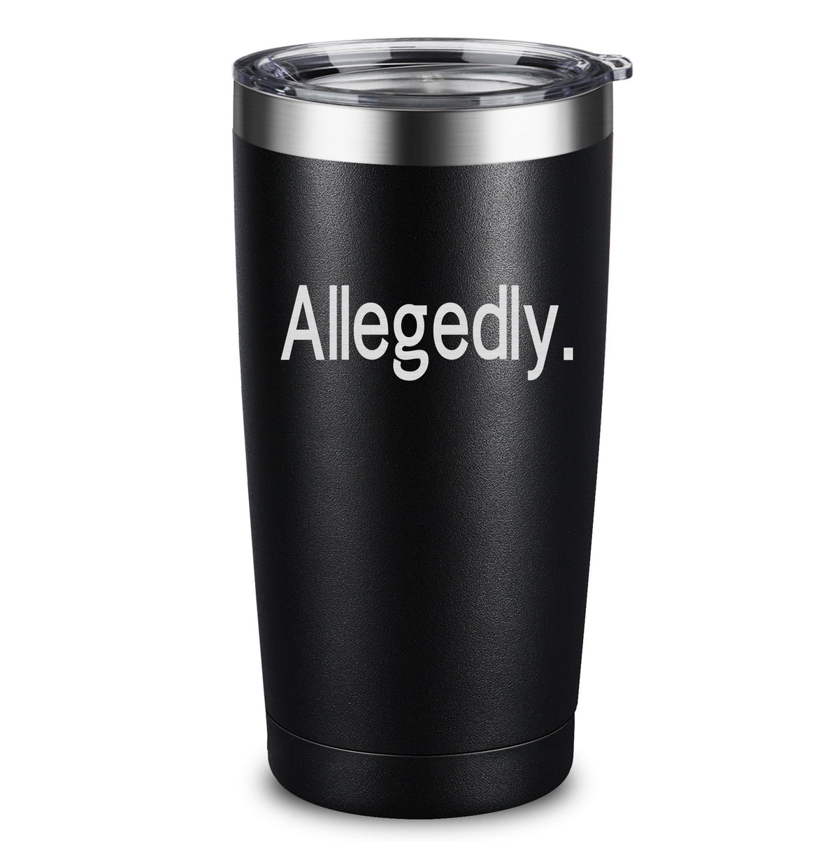 ARIABLE Allegedly Tumbler front engraving visible; ideal gift for lawyers and law students