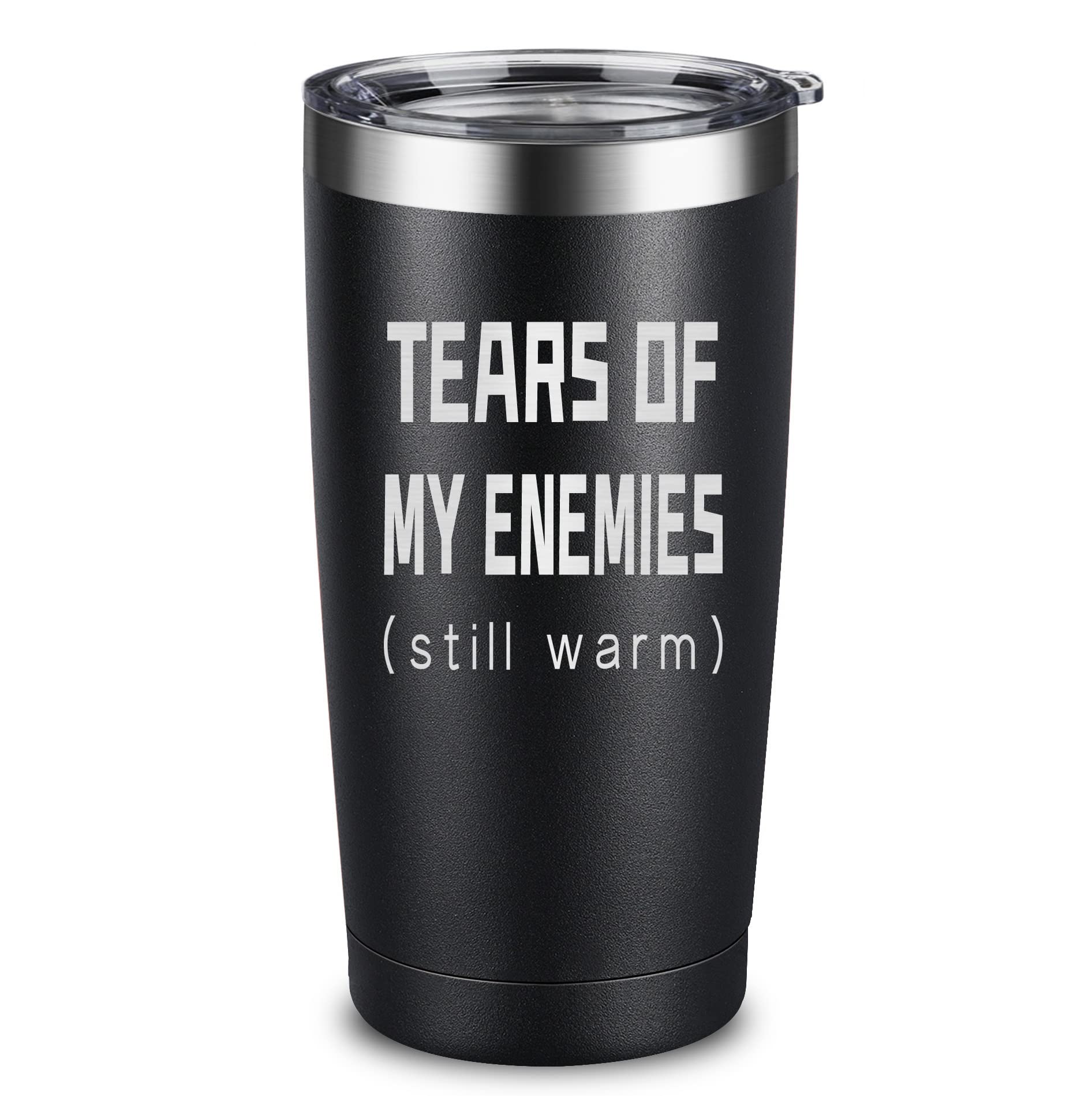 ARIABLE Tears Of My Enemies engraved tumbler in black for daily use.