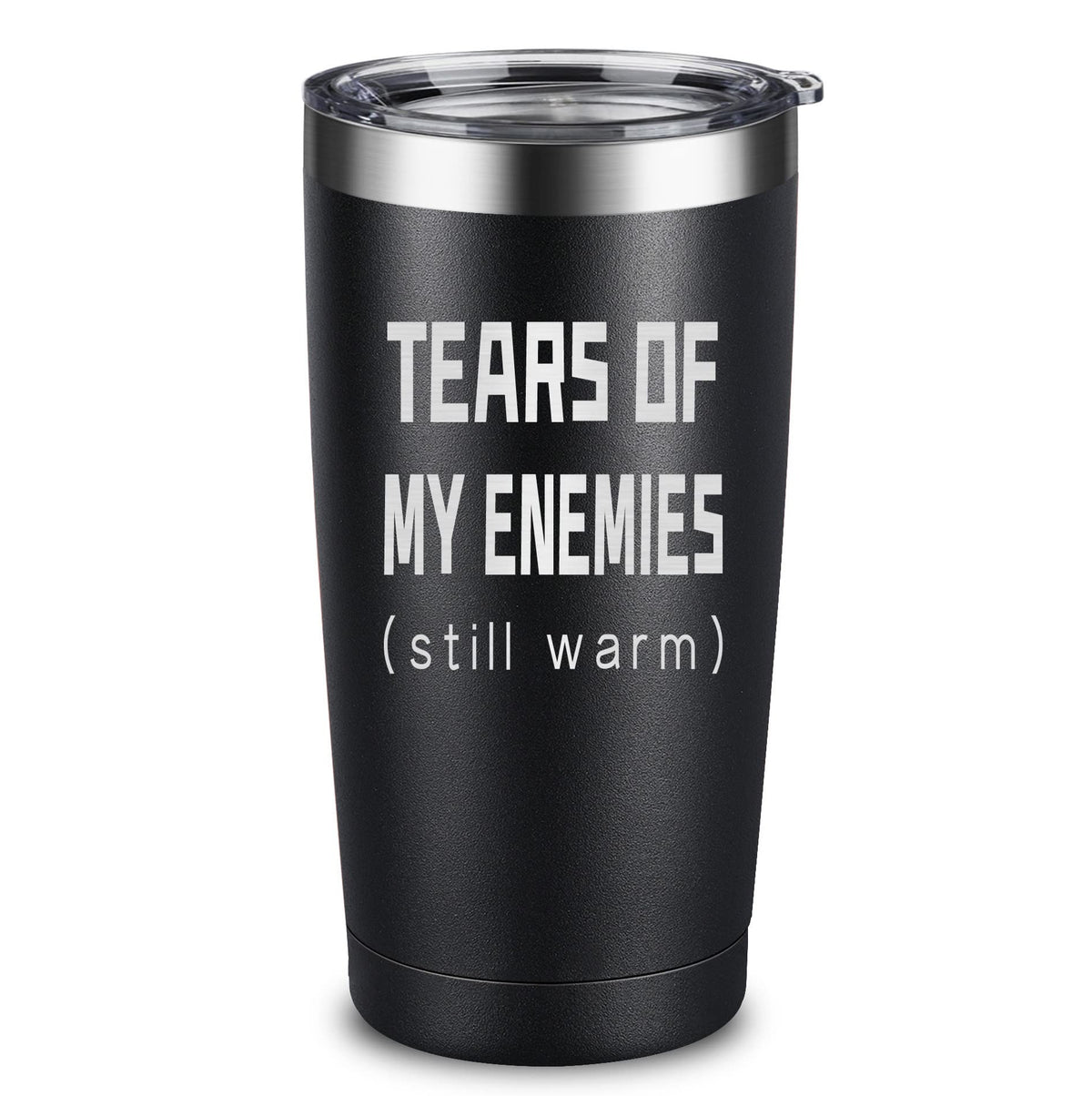 ARIABLE Tears Of My Enemies engraved tumbler in black for daily use.