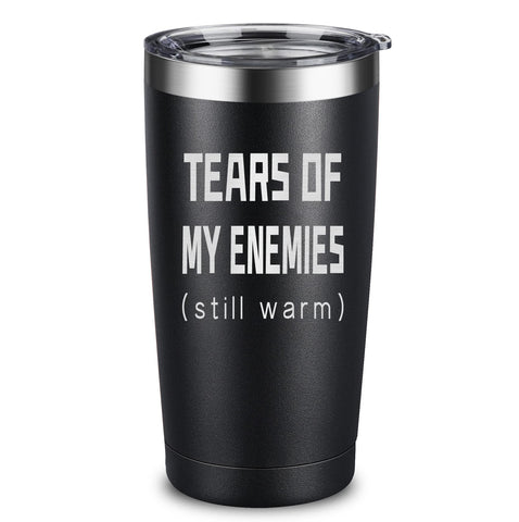 ARIABLE Tears Of My Enemies engraved tumbler in black for daily use.
