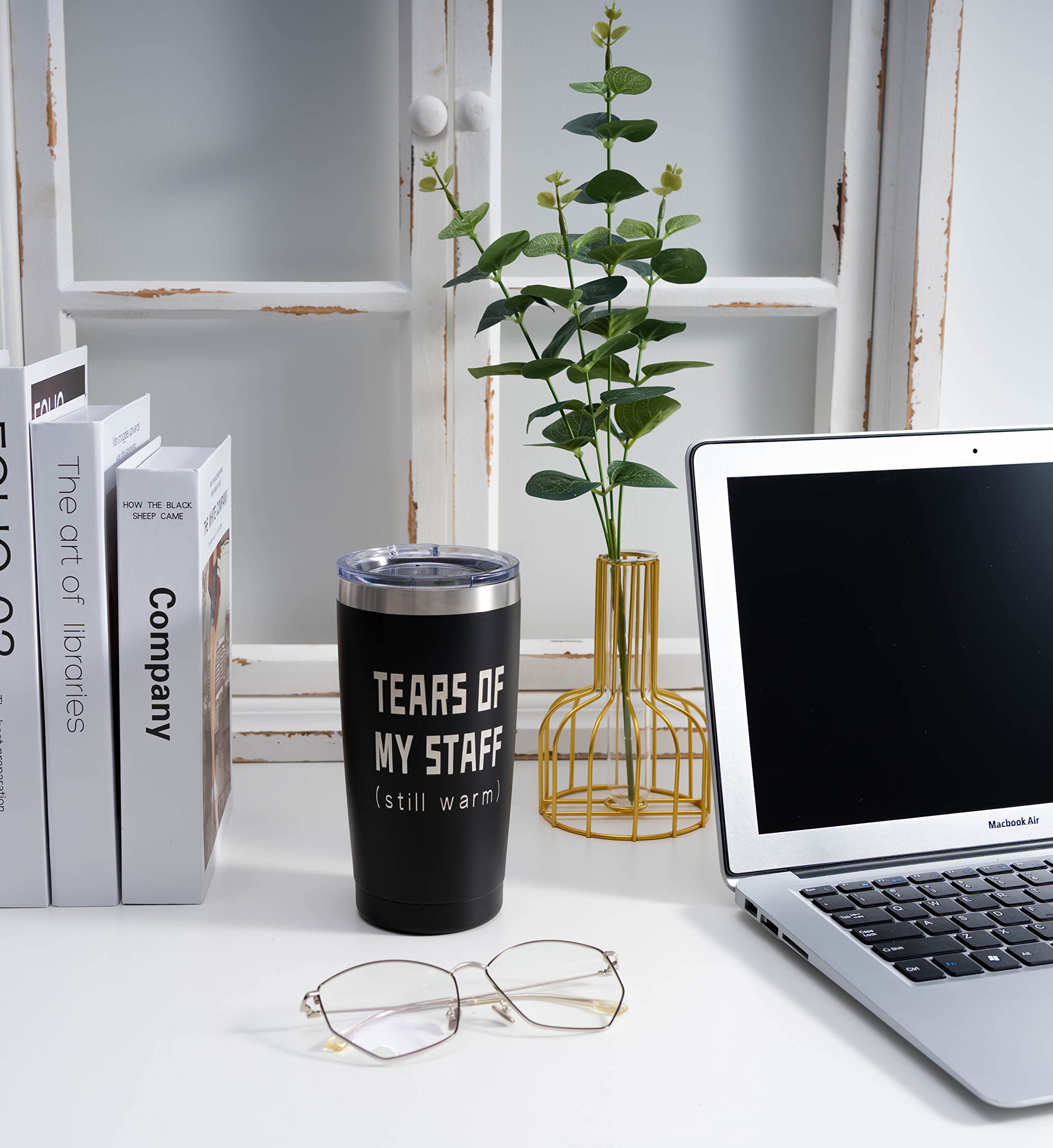 ARIABLE Tears of My Staff full tumbler for hot or cold beverages.