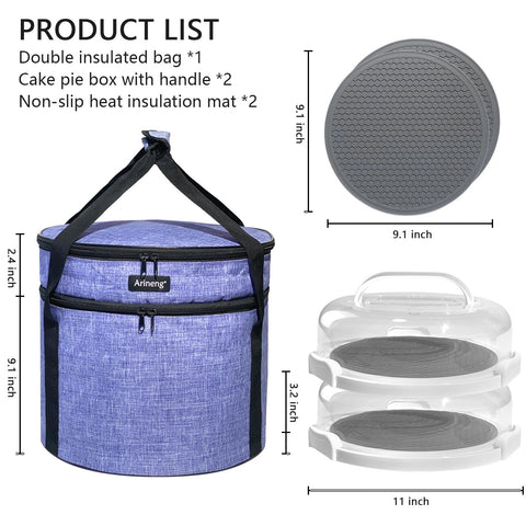 Arineng insulated dual-layer bag keeps pies hot or cold during transit.