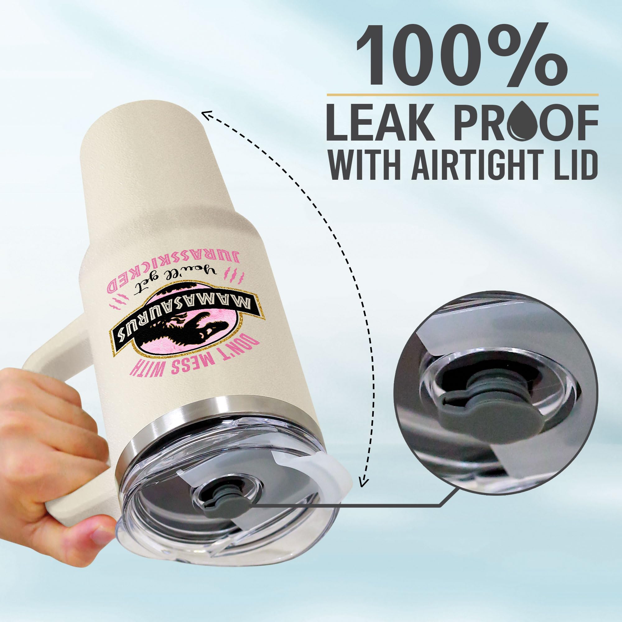 ARINIM 40oz tumbler handle close-up highlighting comfortable grip for daily use.