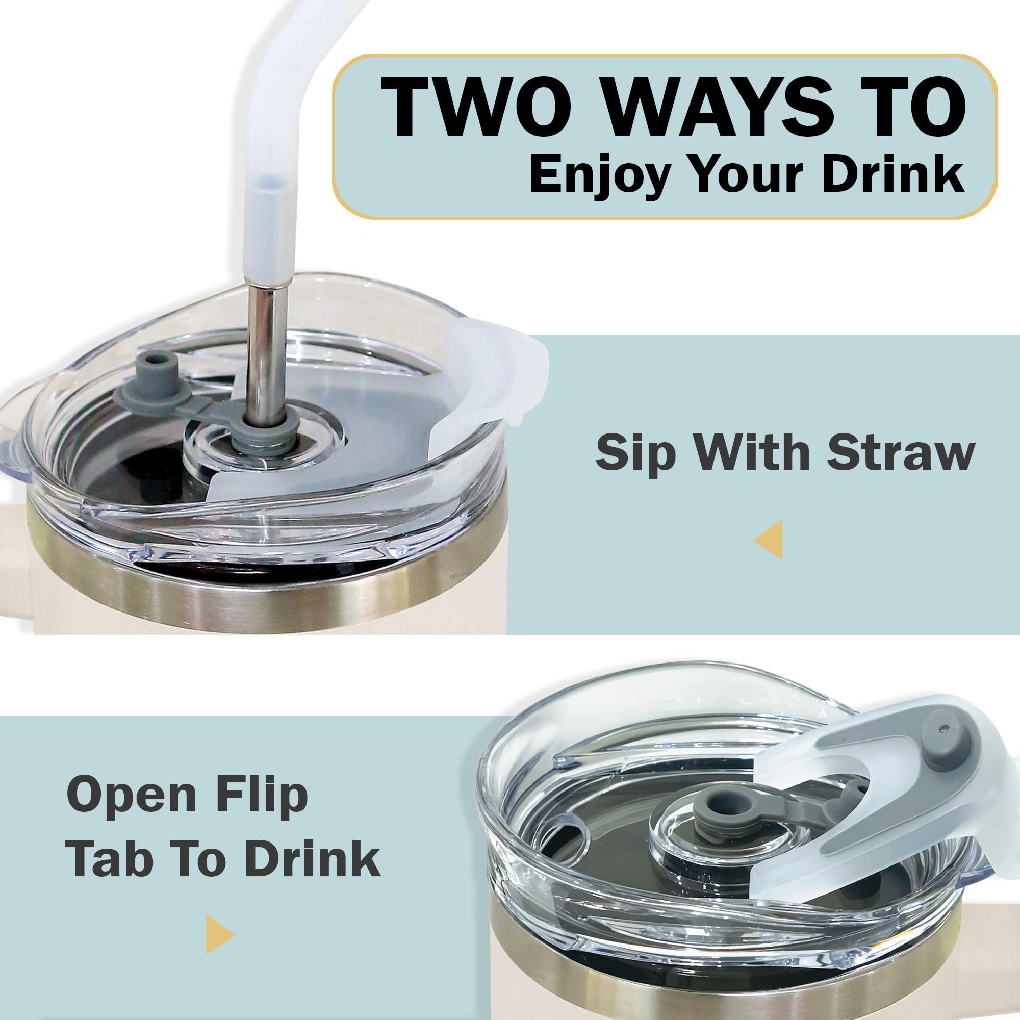 ARINIM tumbler lid close-up showing secure seal for spill-free sipping.