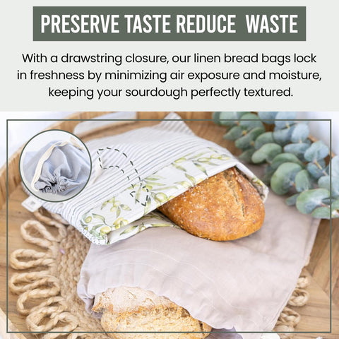 Ark & Aron bread bag interior pattern and drawstring closure ensures secure storage