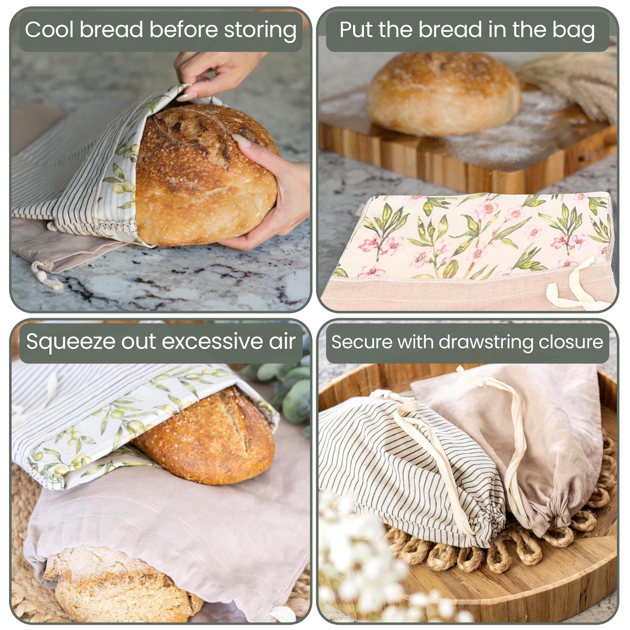 Ark & Aron linen bread bag close-up showing breathable barrier
